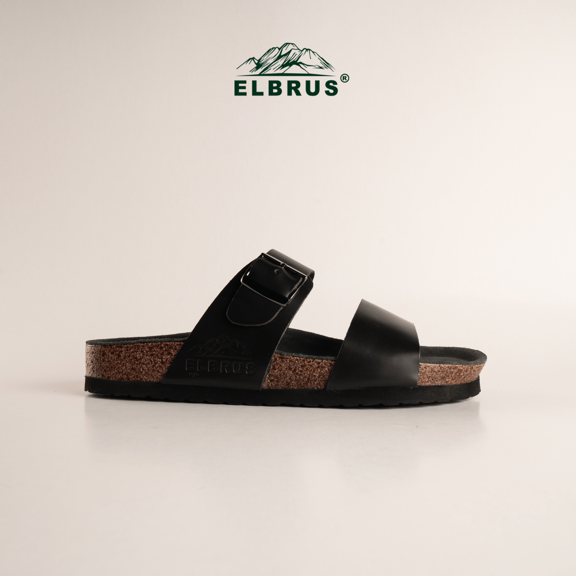 Elbrus - Solis Sendal Kulit Pria (Black)