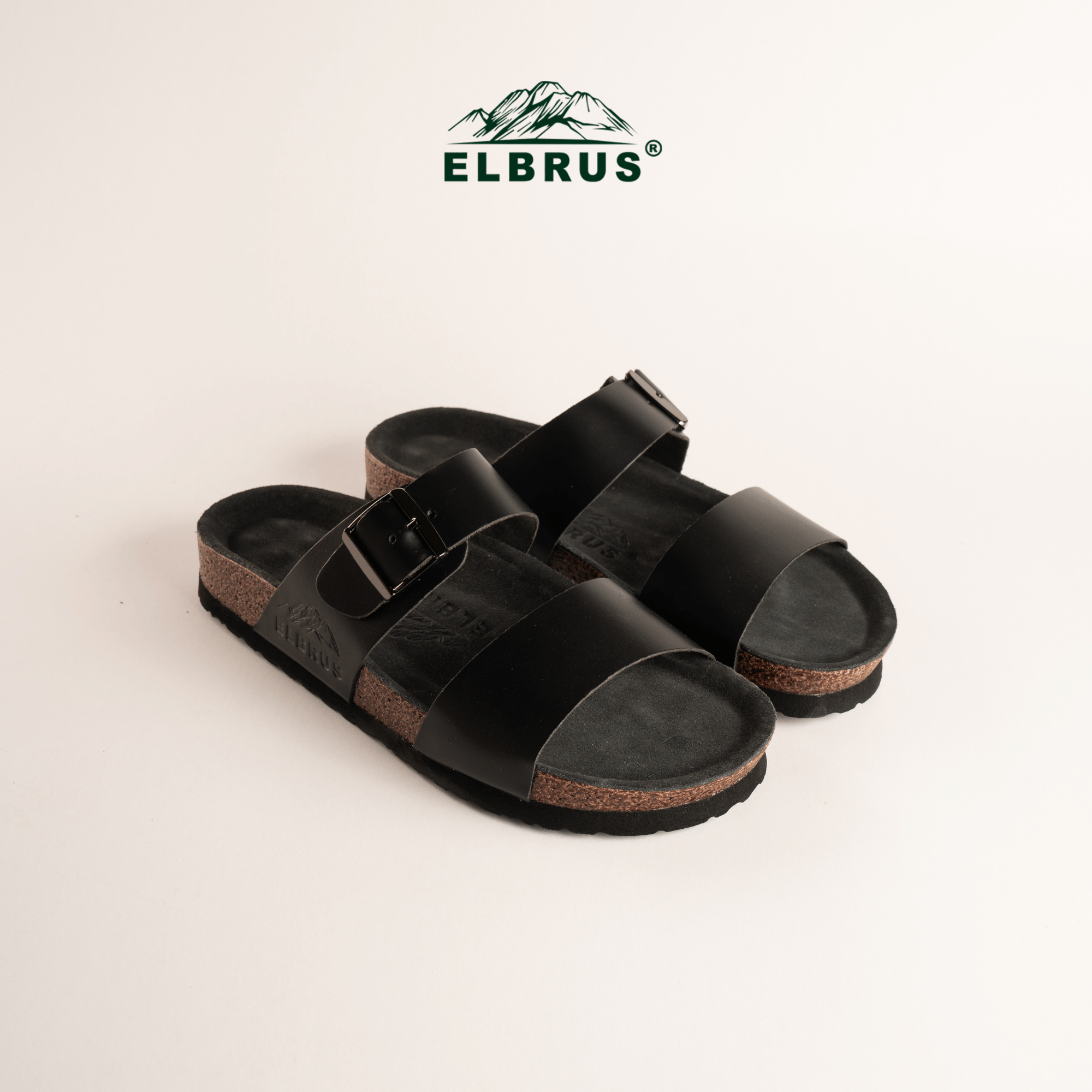 Elbrus - Solis Sendal Kulit Pria (Black)