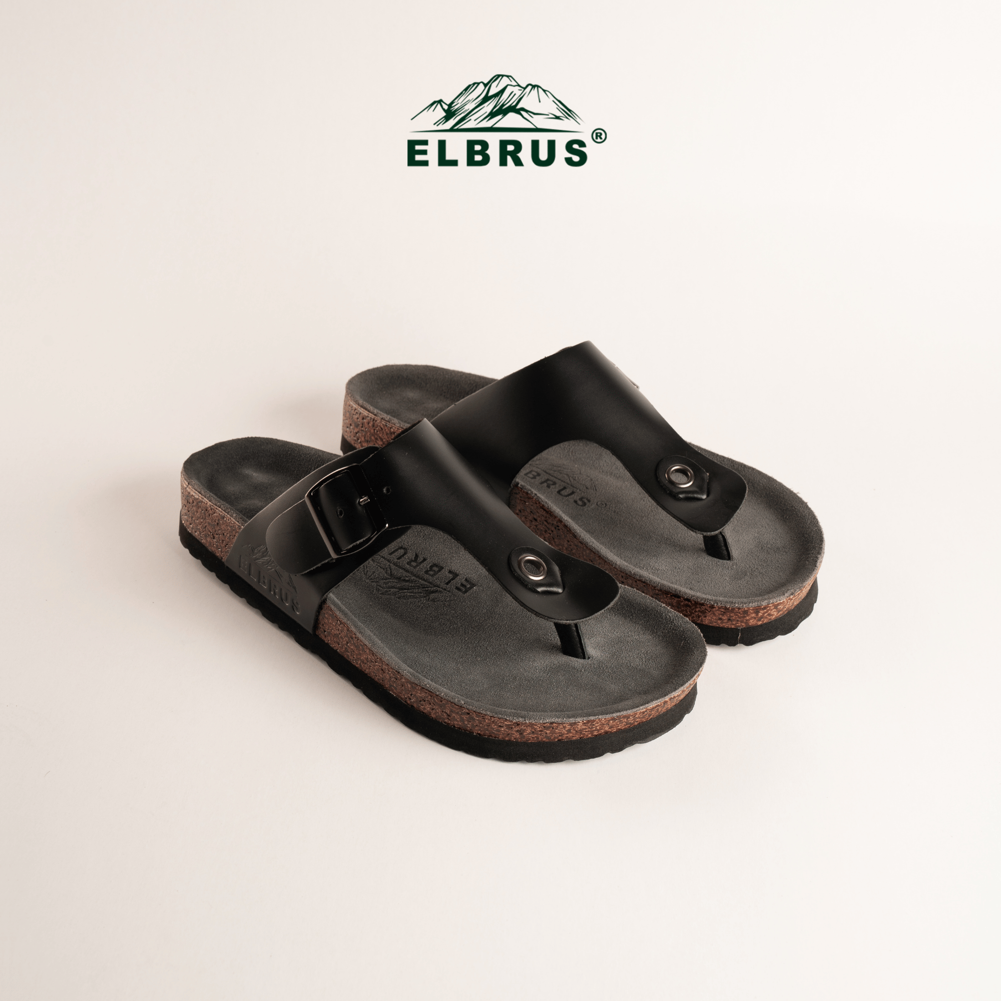 Elbrus - Tento Sendal Kulit Pria (Black)