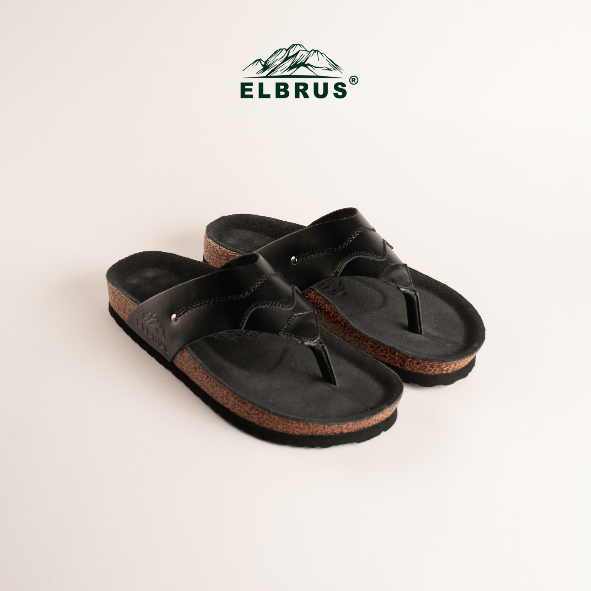 Elbrus - Vento Sendal Kulit Pria (Black)